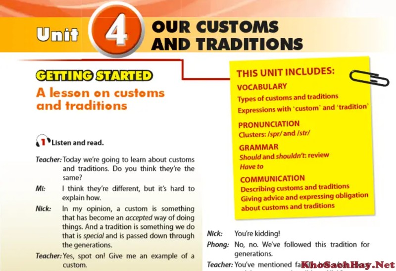 Unit 4: Our customs and traditions